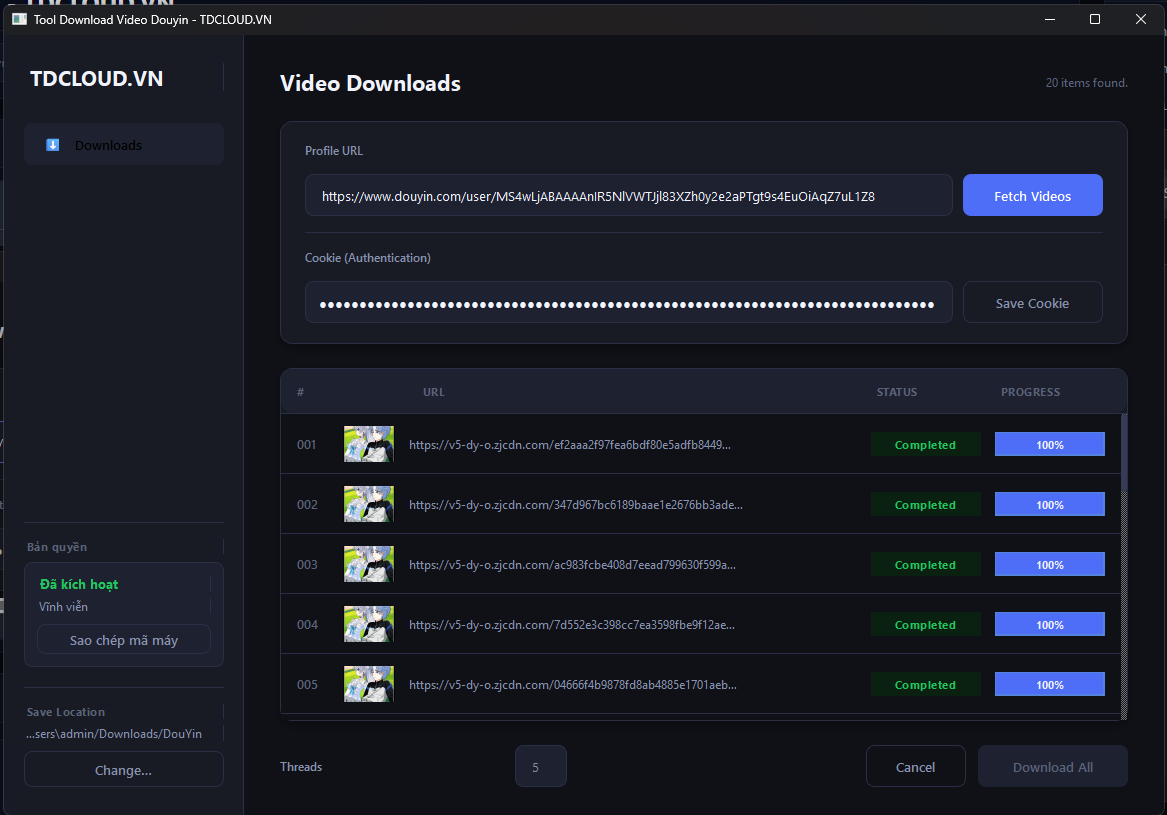 Công cụ Tải Video Douyin Siêu Tốc - TDCLOUD.VN